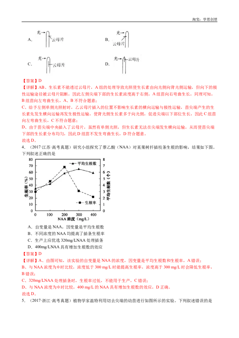 专题15植物激素的调节-好题汇编十年（2015-2024）高考生物真题分类汇编（全国通用）（解析版）_生物真题汇总_十年（2014-2024）高考生物真题分项汇编（全国通用）