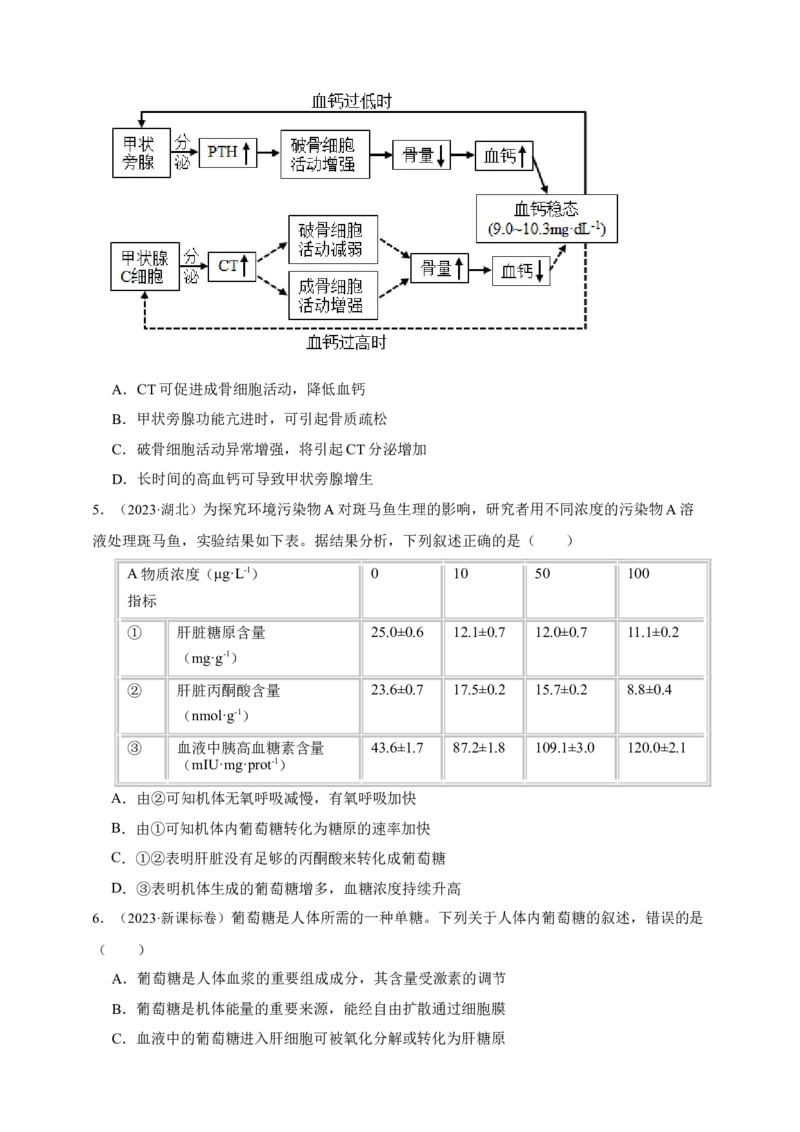 专题18体液调节_生物真题汇总_&radic;近三年（2023-2025）高考生物真题分专项精编_真题分专项汇编