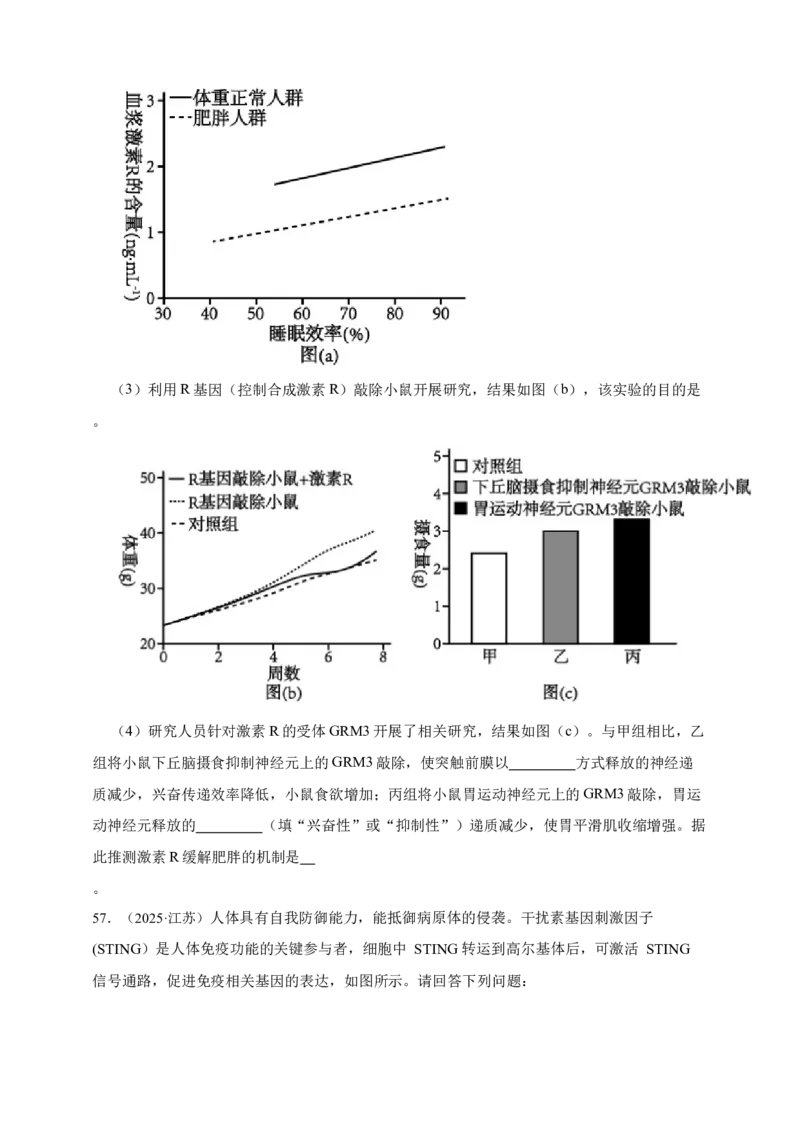 专题18体液调节_生物真题汇总_&radic;近三年（2023-2025）高考生物真题分专项精编_真题分专项汇编