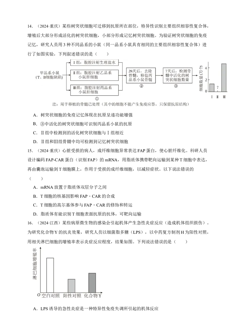 专题19免疫调节_生物真题汇总_&radic;近三年（2023-2025）高考生物真题分专项精编_真题分专项汇编