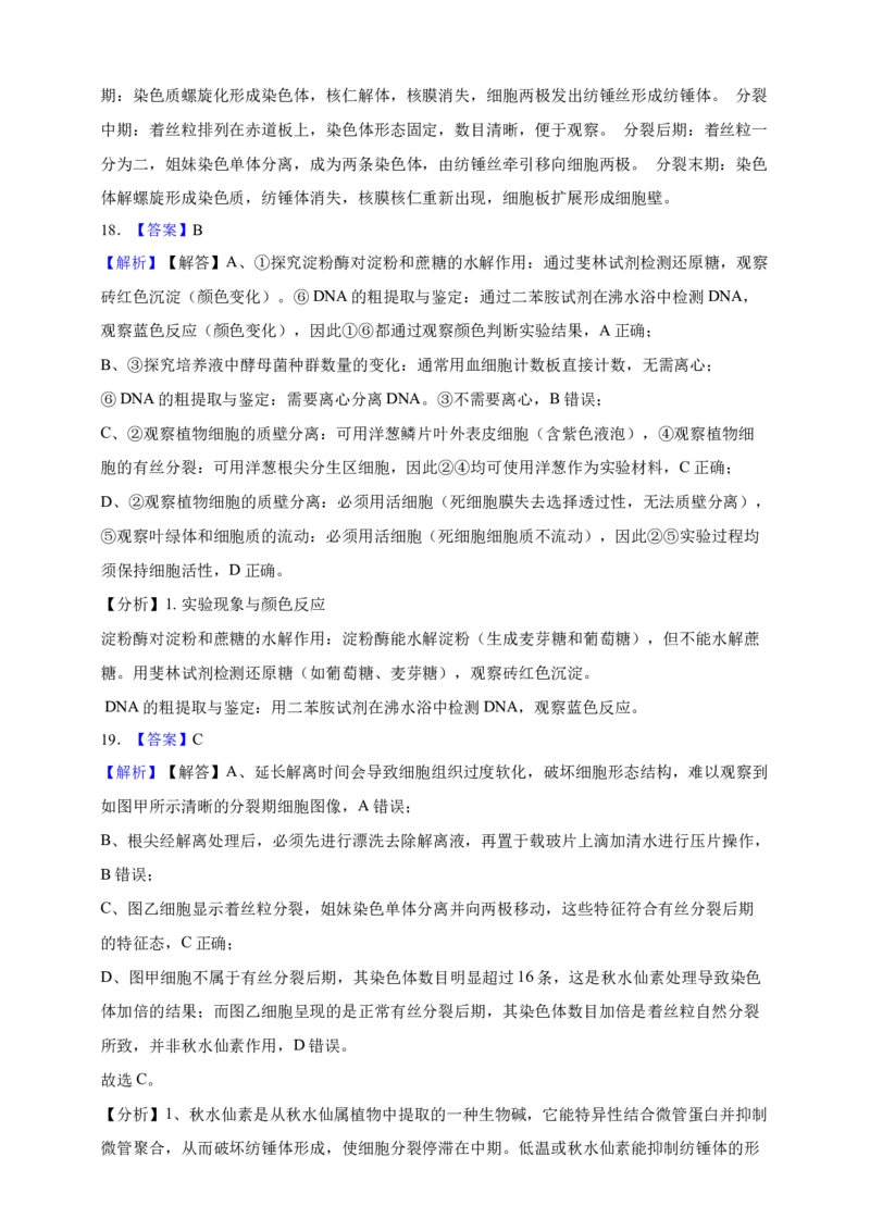 专题07有丝分裂和减数分裂（答案解析）_生物真题汇总_&radic;近三年（2023-2025）高考生物真题分专项精编_答案解析