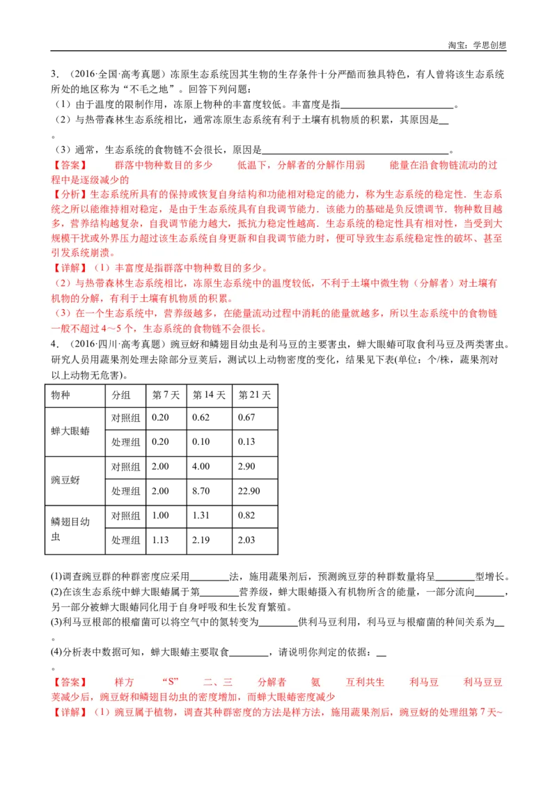 专题21种群和群落-好题汇编十年（2015-2024）高考生物真题分类汇编（全国通用）（解析版）_生物真题汇总_十年（2014-2024）高考生物真题分项汇编（全国通用）