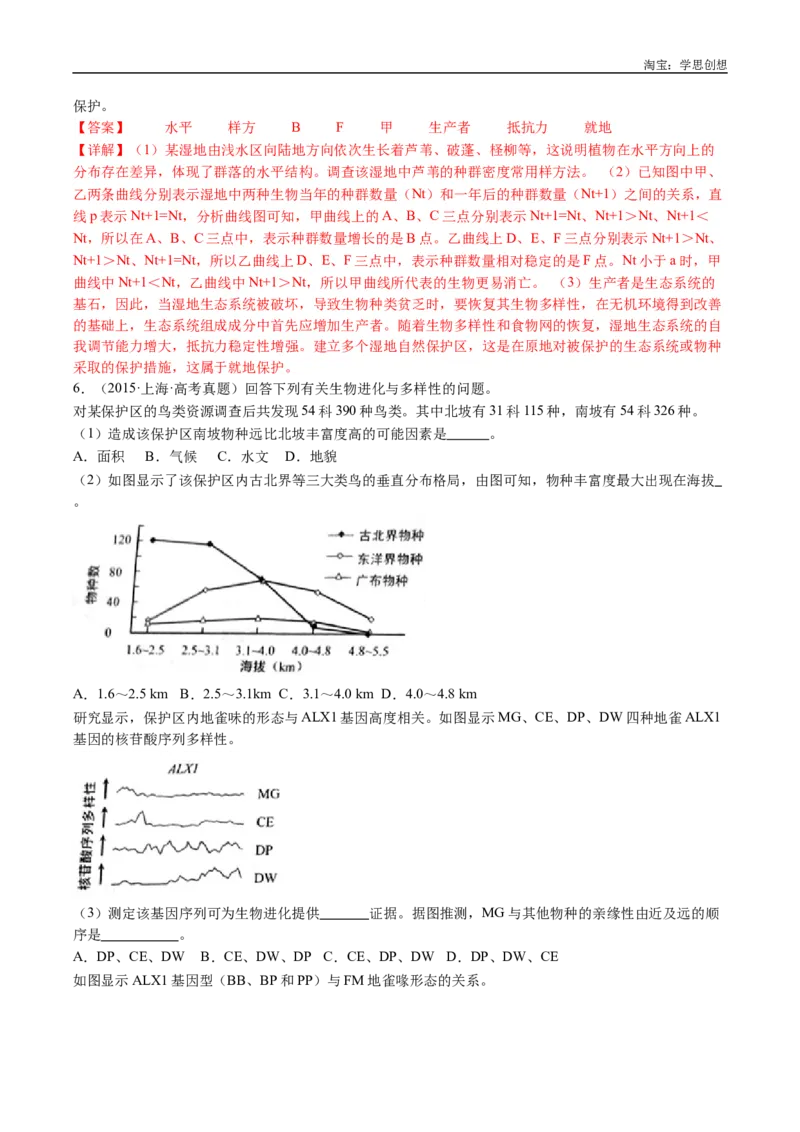 专题21种群和群落-好题汇编十年（2015-2024）高考生物真题分类汇编（全国通用）（解析版）_生物真题汇总_十年（2014-2024）高考生物真题分项汇编（全国通用）