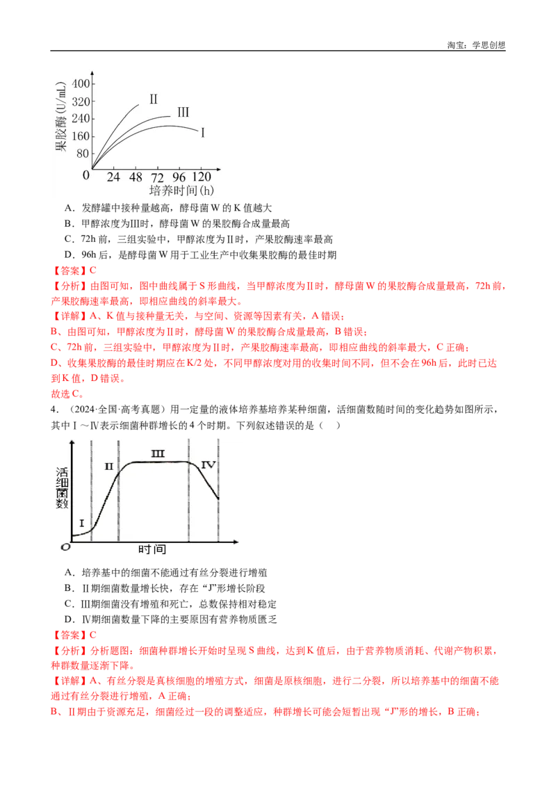 专题21种群和群落-好题汇编十年（2015-2024）高考生物真题分类汇编（全国通用）（解析版）_生物真题汇总_十年（2014-2024）高考生物真题分项汇编（全国通用）