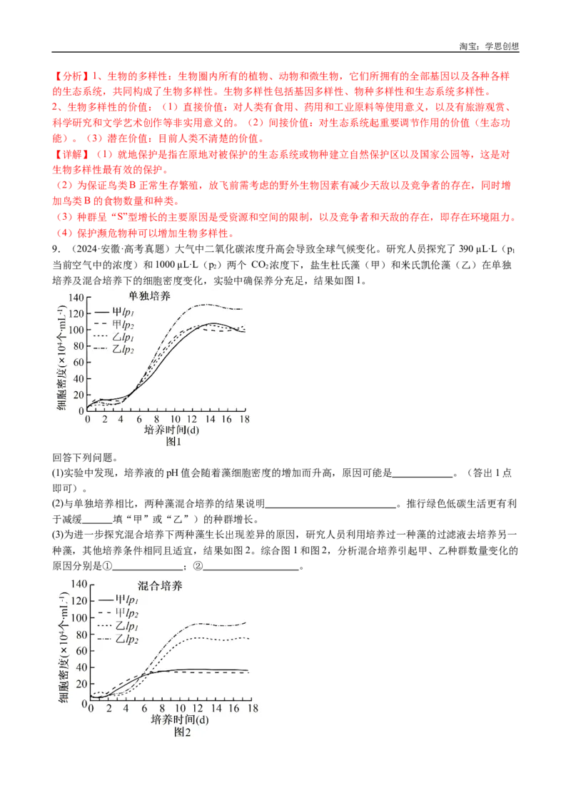 专题21种群和群落-好题汇编十年（2015-2024）高考生物真题分类汇编（全国通用）（解析版）_生物真题汇总_十年（2014-2024）高考生物真题分项汇编（全国通用）