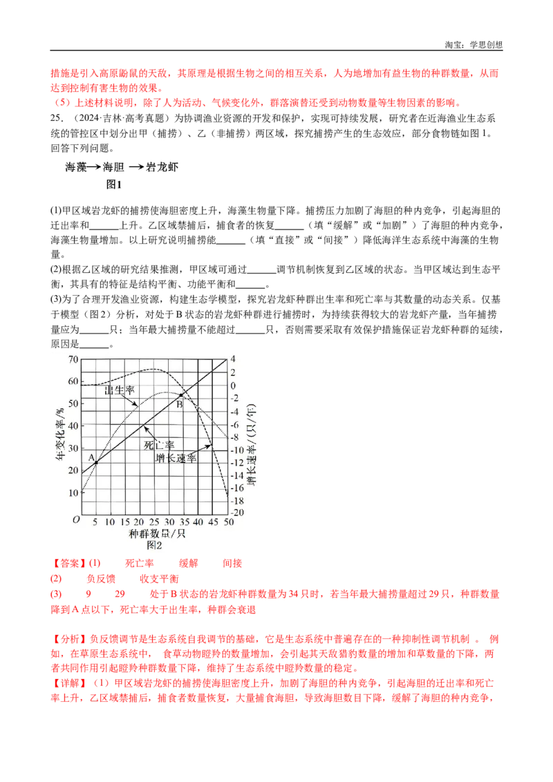 专题21种群和群落-好题汇编十年（2015-2024）高考生物真题分类汇编（全国通用）（解析版）_生物真题汇总_十年（2014-2024）高考生物真题分项汇编（全国通用）