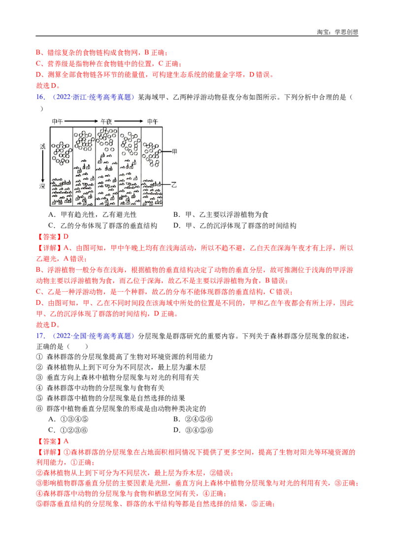 专题21种群和群落-好题汇编十年（2015-2024）高考生物真题分类汇编（全国通用）（解析版）_生物真题汇总_十年（2014-2024）高考生物真题分项汇编（全国通用）