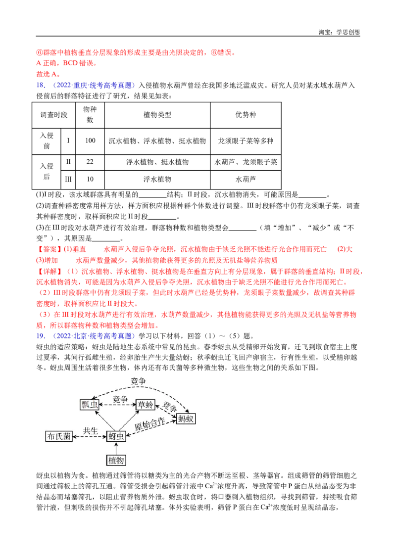 专题21种群和群落-好题汇编十年（2015-2024）高考生物真题分类汇编（全国通用）（解析版）_生物真题汇总_十年（2014-2024）高考生物真题分项汇编（全国通用）