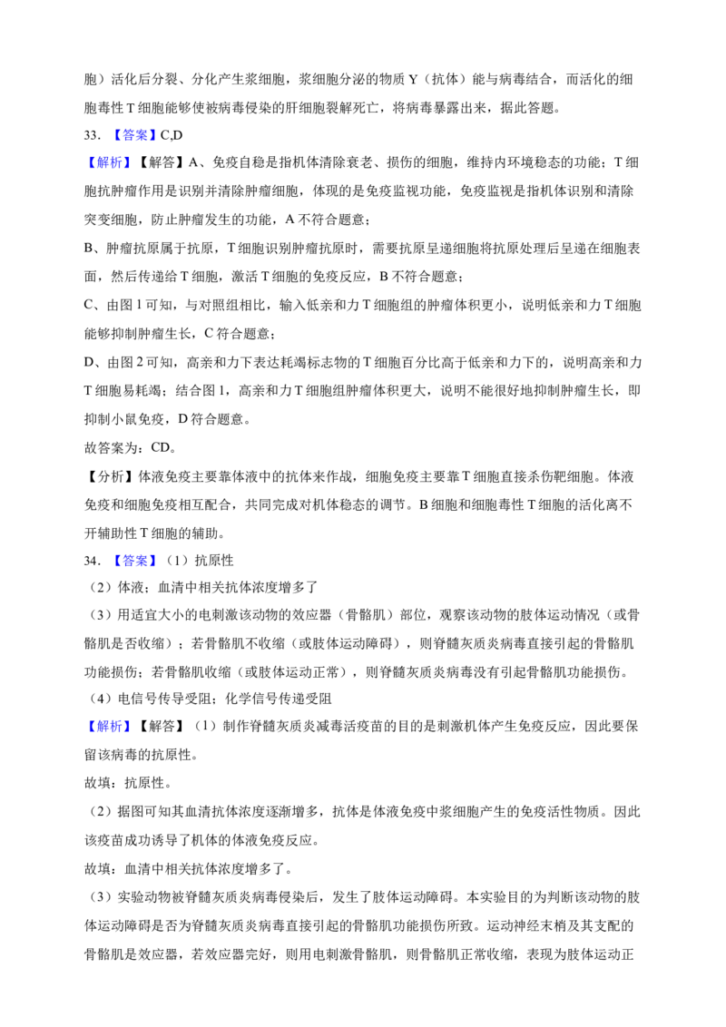 专题19免疫调节（答案解析）_生物真题汇总_&radic;近三年（2023-2025）高考生物真题分专项精编_答案解析
