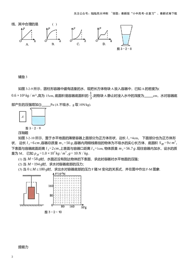 2025年中考物理二轮复习压轴题专项练习--压力和压强（含解析）_02中考总复习（2026版更新中）_04-物理-中考总复习_2025年中考复习资料