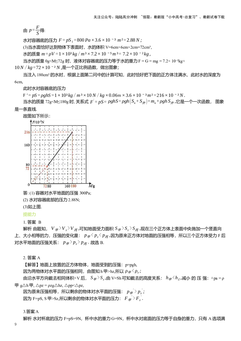 2025年中考物理二轮复习压轴题专项练习--压力和压强（含解析）_02中考总复习（2026版更新中）_04-物理-中考总复习_2025年中考复习资料