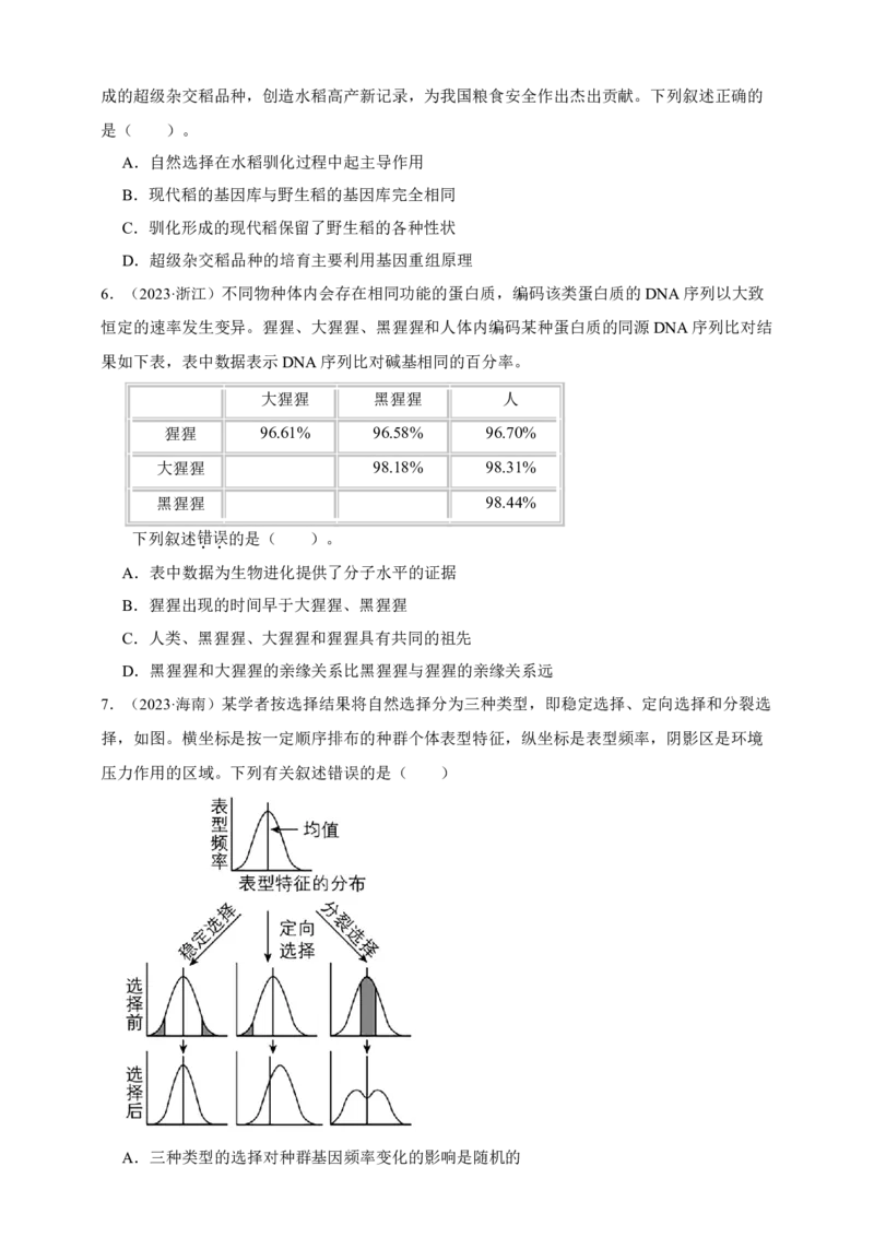 专题14进化_生物真题汇总_&radic;近三年（2023-2025）高考生物真题分专项精编_真题分专项汇编