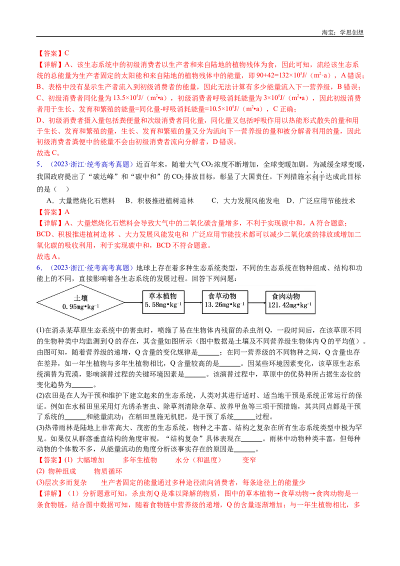 专题22生态系统和环境保护-好题汇编十年（2015-2024）高考生物真题分类汇编（全国通用）（解析版）_生物真题汇总_十年（2014-2024）高考生物真题分项汇编（全国通用）
