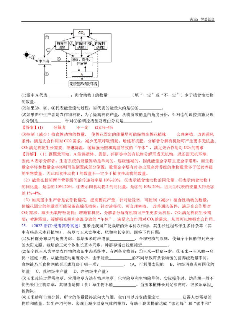 专题22生态系统和环境保护-好题汇编十年（2015-2024）高考生物真题分类汇编（全国通用）（解析版）_生物真题汇总_十年（2014-2024）高考生物真题分项汇编（全国通用）