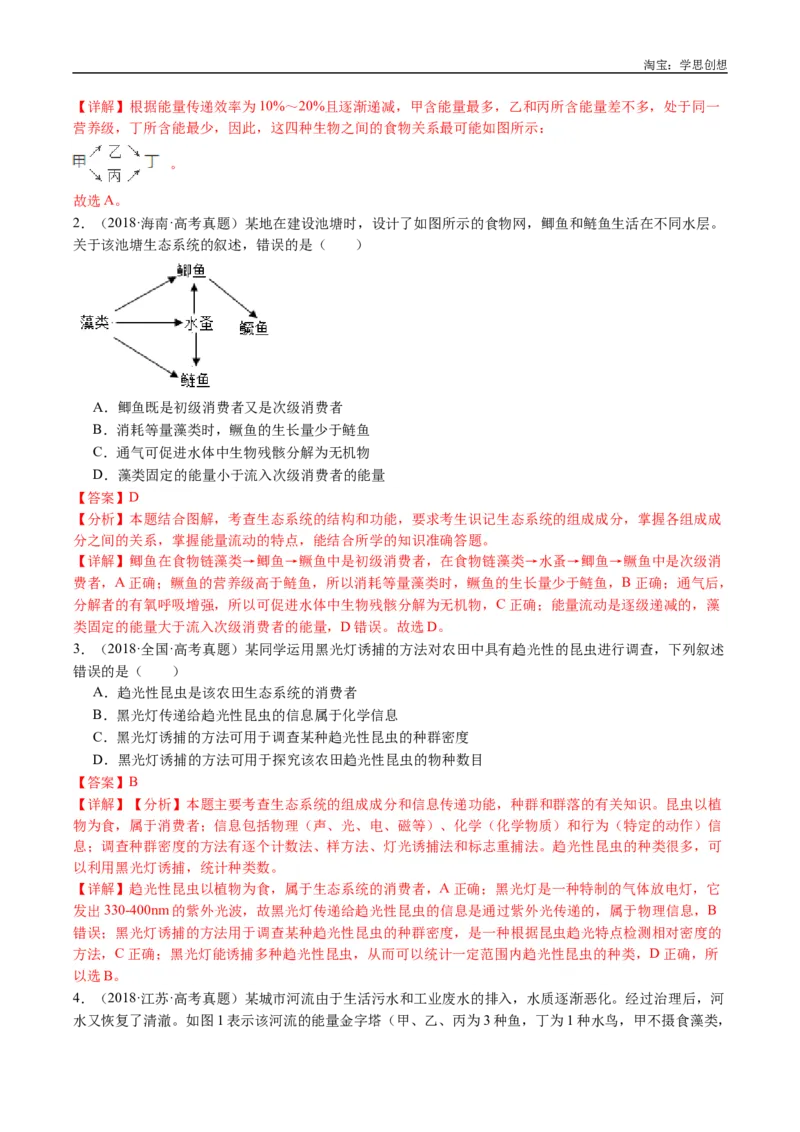 专题22生态系统和环境保护-好题汇编十年（2015-2024）高考生物真题分类汇编（全国通用）（解析版）_生物真题汇总_十年（2014-2024）高考生物真题分项汇编（全国通用）