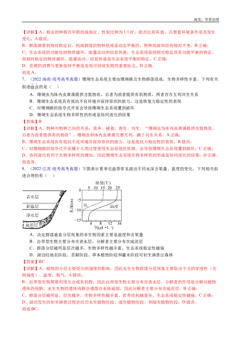 专题22生态系统和环境保护-好题汇编十年（2015-2024）高考生物真题分类汇编（全国通用）（解析版）_生物真题汇总_十年（2014-2024）高考生物真题分项汇编（全国通用）