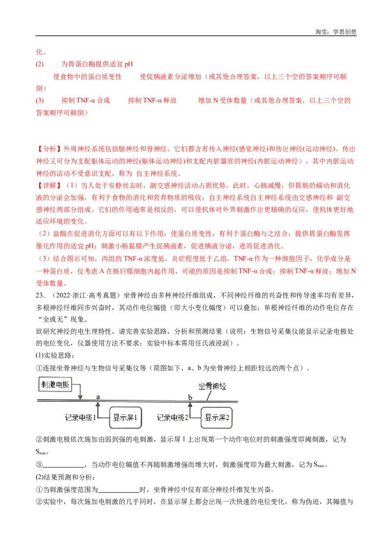 专题20动物生命活动的调节-好题汇编十年（2015-2024）高考生物真题分类汇编（全国通用）（解析版）_生物真题汇总_十年（2014-2024）高考生物真题分项汇编（全国通用）