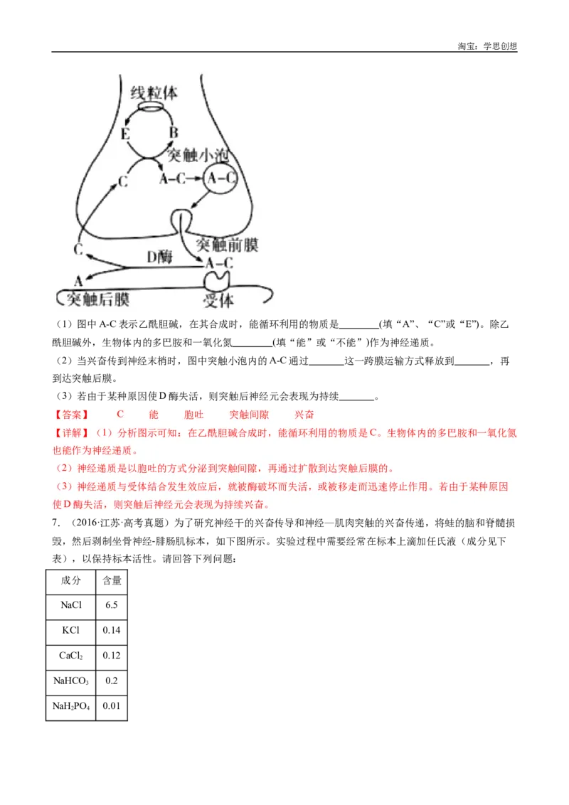 专题20动物生命活动的调节-好题汇编十年（2015-2024）高考生物真题分类汇编（全国通用）（解析版）_生物真题汇总_十年（2014-2024）高考生物真题分项汇编（全国通用）