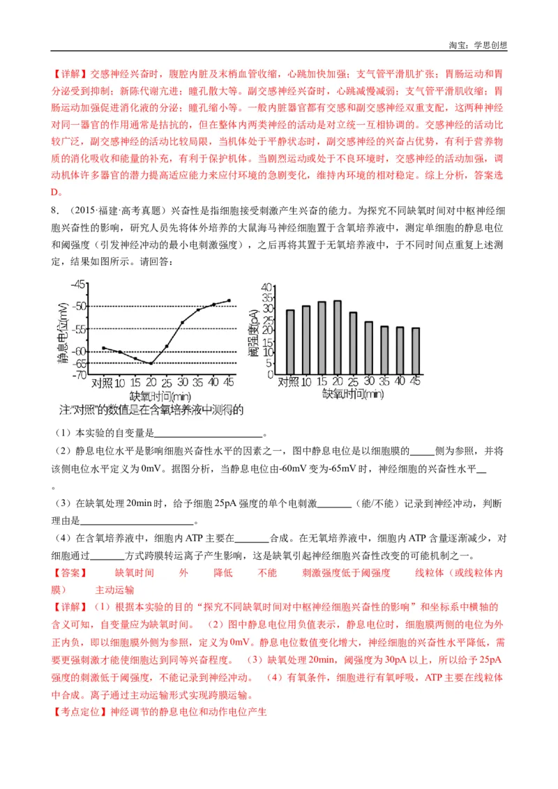 专题20动物生命活动的调节-好题汇编十年（2015-2024）高考生物真题分类汇编（全国通用）（解析版）_生物真题汇总_十年（2014-2024）高考生物真题分项汇编（全国通用）