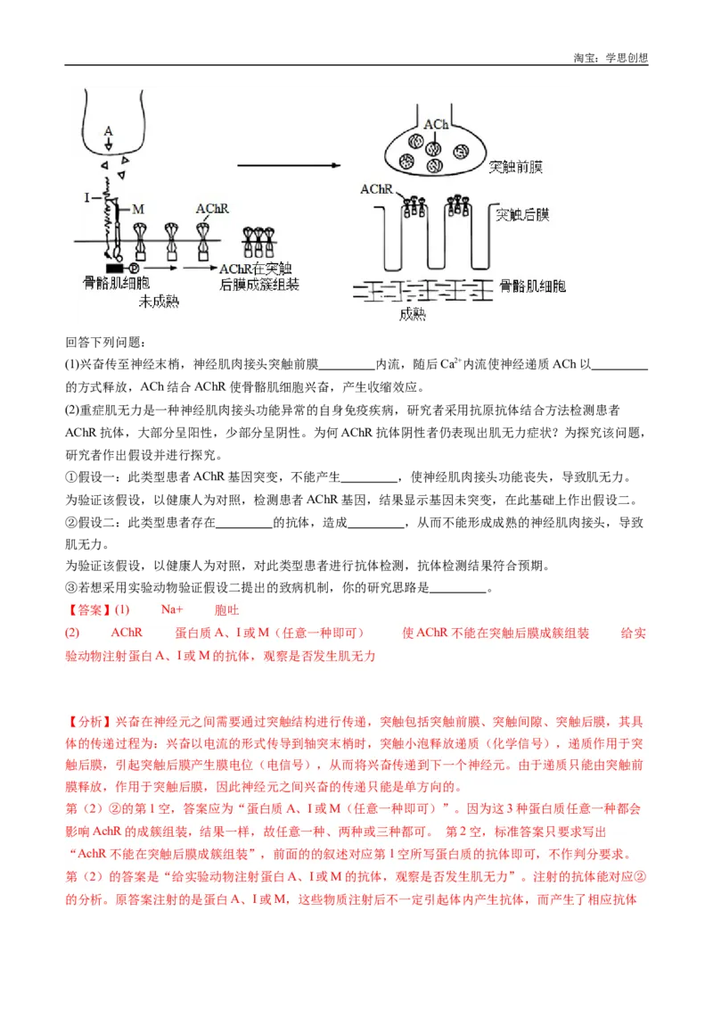 专题20动物生命活动的调节-好题汇编十年（2015-2024）高考生物真题分类汇编（全国通用）（解析版）_生物真题汇总_十年（2014-2024）高考生物真题分项汇编（全国通用）