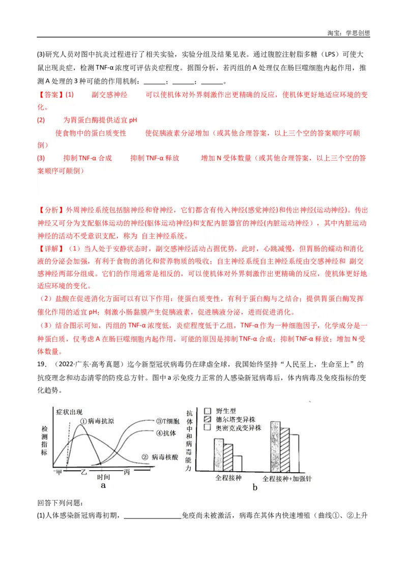 专题20动物生命活动的调节-好题汇编十年（2015-2024）高考生物真题分类汇编（全国通用）（解析版）_生物真题汇总_十年（2014-2024）高考生物真题分项汇编（全国通用）