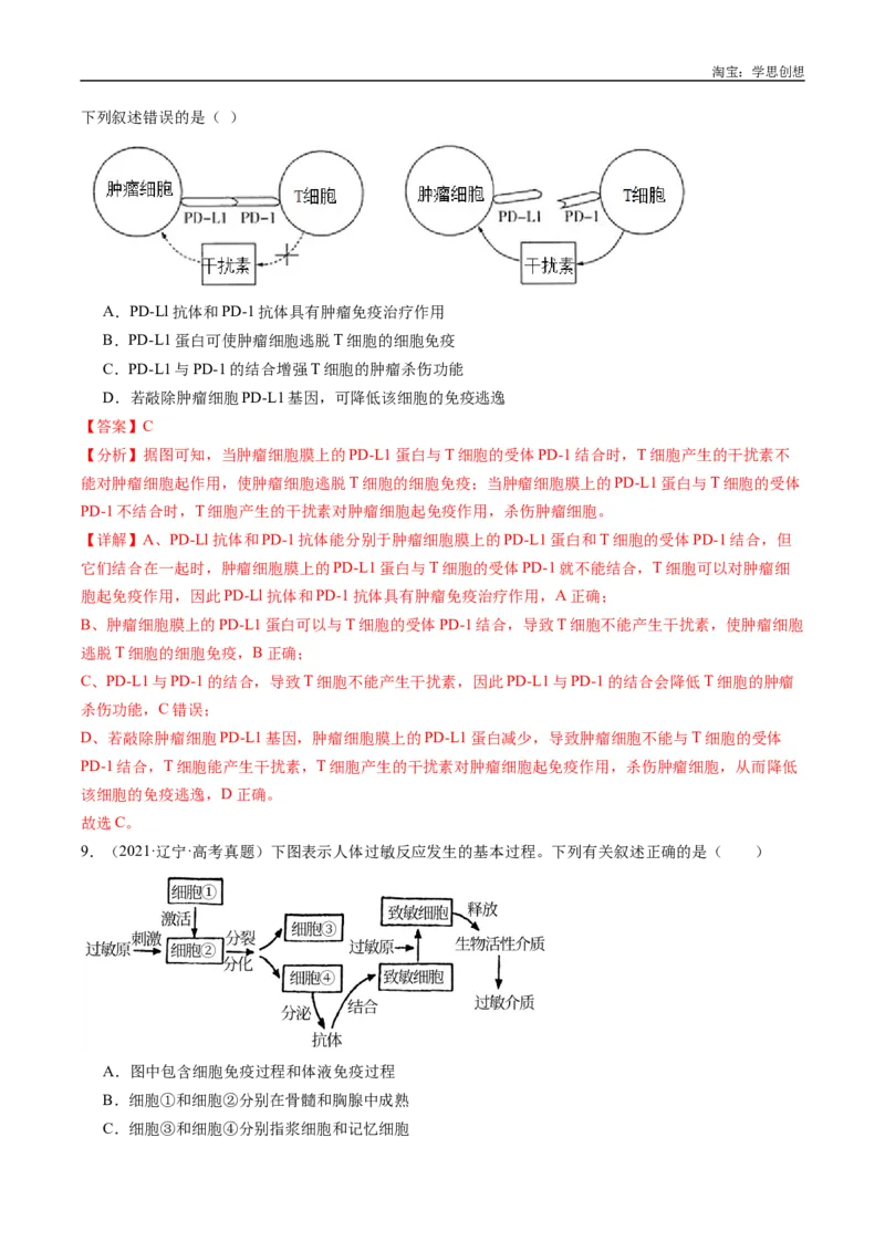 专题20动物生命活动的调节-好题汇编十年（2015-2024）高考生物真题分类汇编（全国通用）（解析版）_生物真题汇总_十年（2014-2024）高考生物真题分项汇编（全国通用）