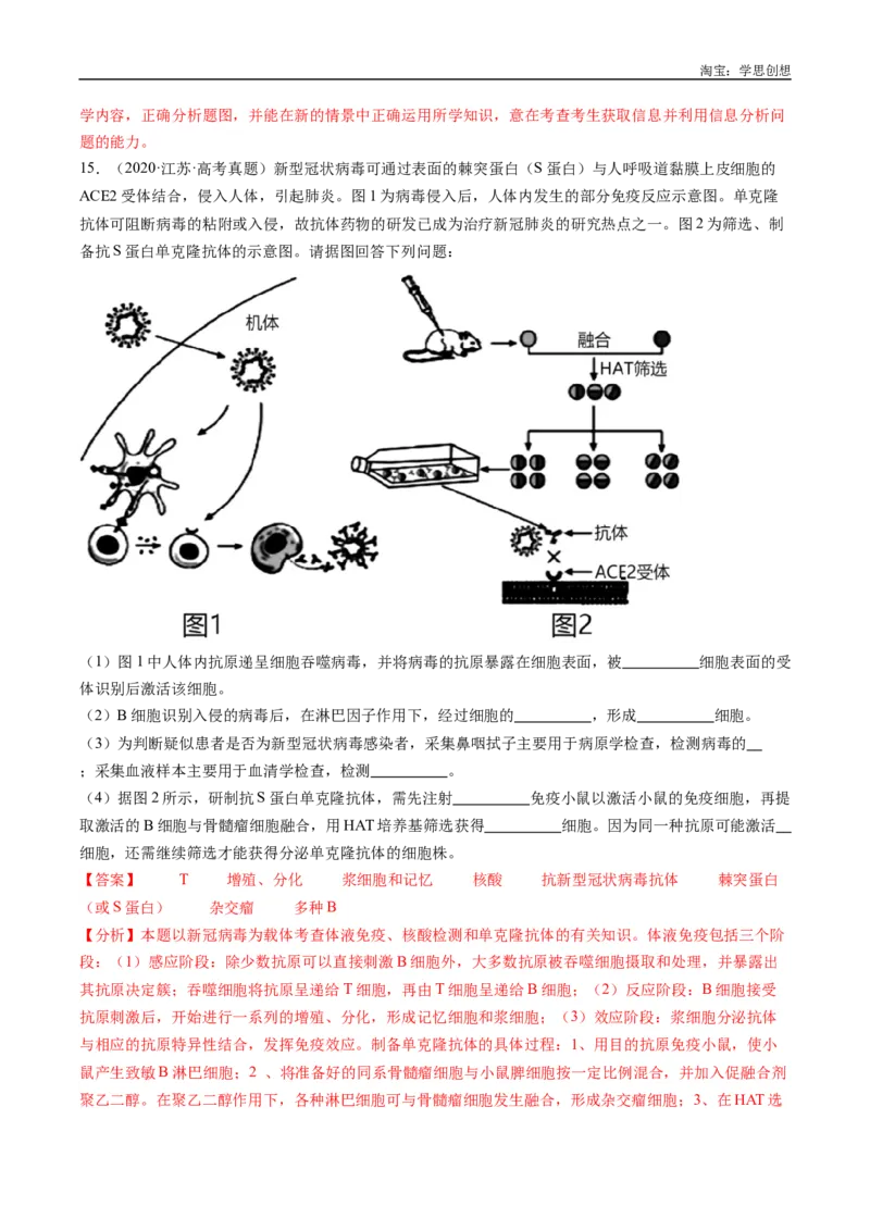 专题20动物生命活动的调节-好题汇编十年（2015-2024）高考生物真题分类汇编（全国通用）（解析版）_生物真题汇总_十年（2014-2024）高考生物真题分项汇编（全国通用）