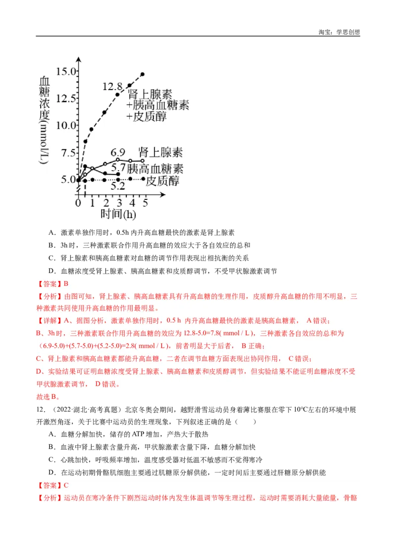 专题20动物生命活动的调节-好题汇编十年（2015-2024）高考生物真题分类汇编（全国通用）（解析版）_生物真题汇总_十年（2014-2024）高考生物真题分项汇编（全国通用）