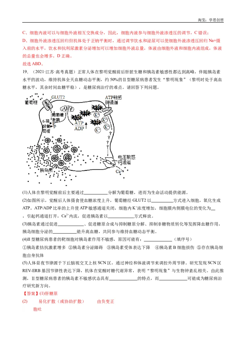 专题20动物生命活动的调节-好题汇编十年（2015-2024）高考生物真题分类汇编（全国通用）（解析版）_生物真题汇总_十年（2014-2024）高考生物真题分项汇编（全国通用）