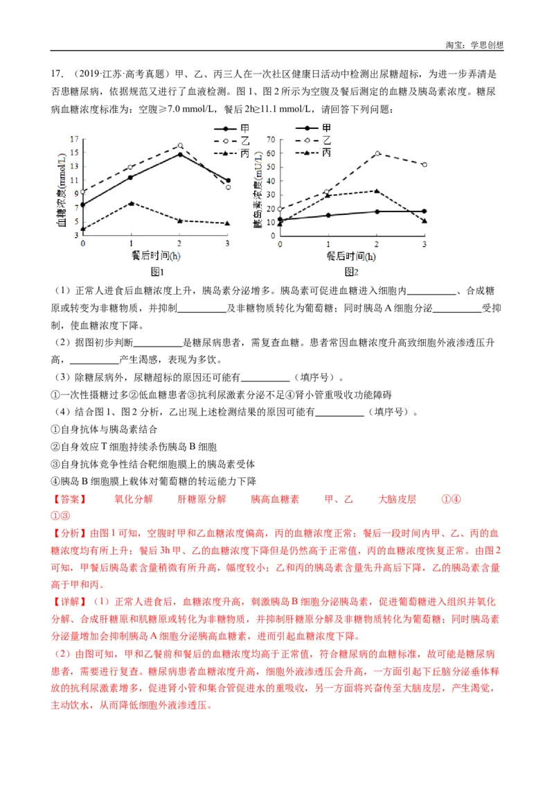 专题20动物生命活动的调节-好题汇编十年（2015-2024）高考生物真题分类汇编（全国通用）（解析版）_生物真题汇总_十年（2014-2024）高考生物真题分项汇编（全国通用）