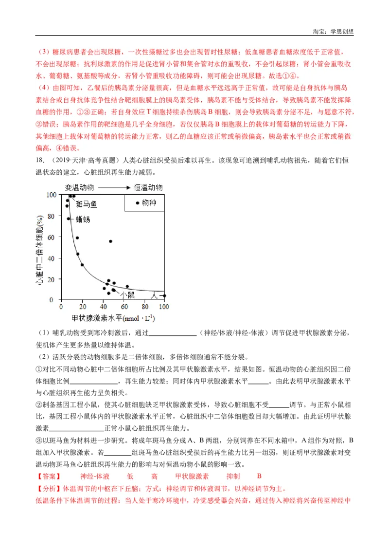 专题20动物生命活动的调节-好题汇编十年（2015-2024）高考生物真题分类汇编（全国通用）（解析版）_生物真题汇总_十年（2014-2024）高考生物真题分项汇编（全国通用）