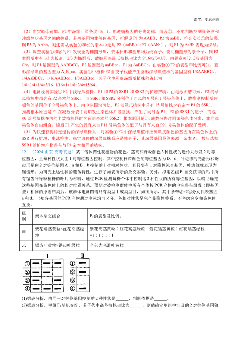 专题12基因的自由组合定律-好题汇编十年（2015-2024）高考生物真题分类汇编（全国通用）（解析版）_生物真题汇总_十年（2014-2024）高考生物真题分项汇编（全国通用）