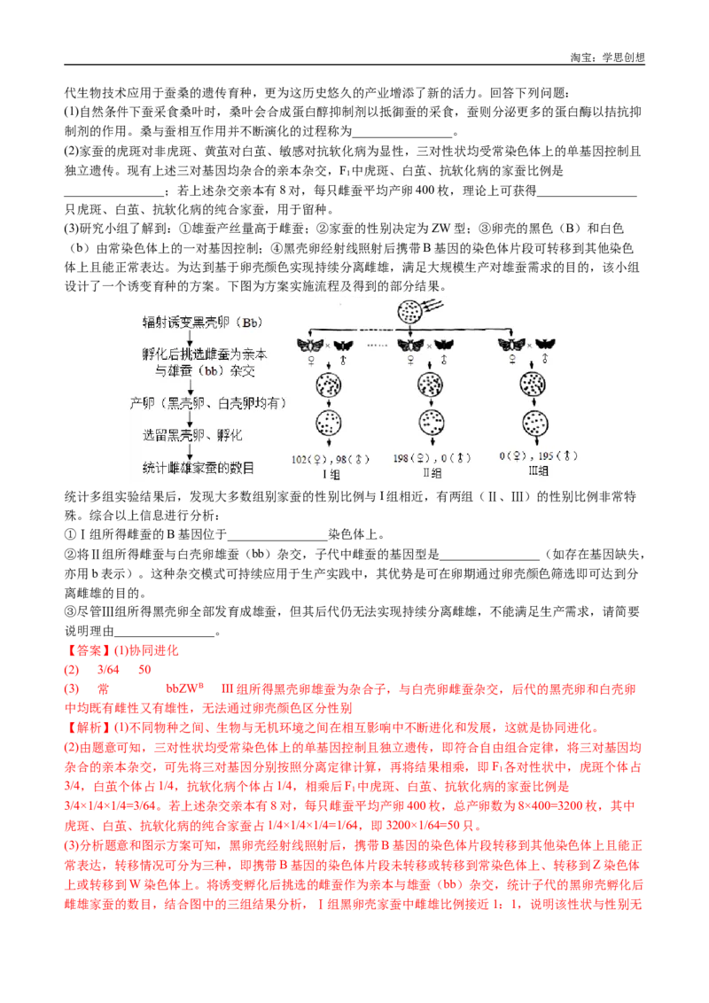 专题12基因的自由组合定律-好题汇编十年（2015-2024）高考生物真题分类汇编（全国通用）（解析版）_生物真题汇总_十年（2014-2024）高考生物真题分项汇编（全国通用）