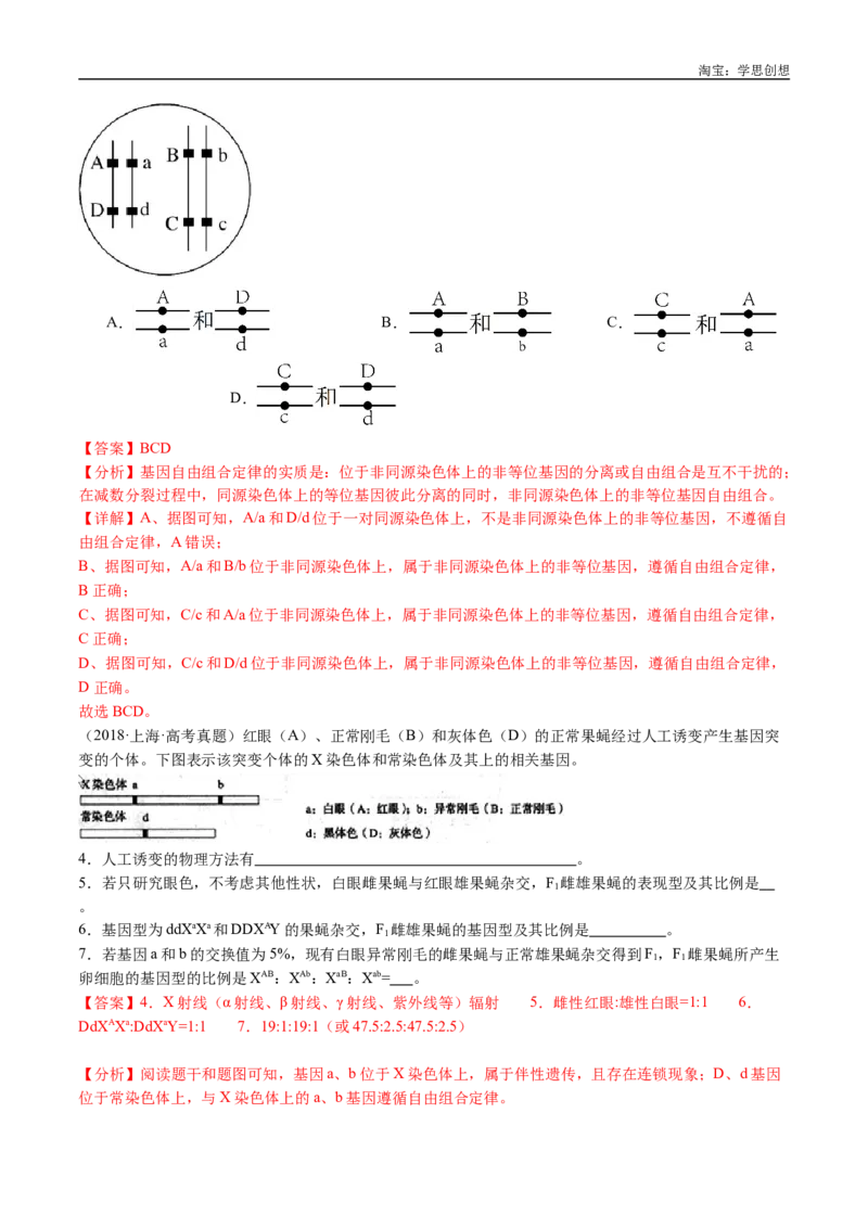 专题12基因的自由组合定律-好题汇编十年（2015-2024）高考生物真题分类汇编（全国通用）（解析版）_生物真题汇总_十年（2014-2024）高考生物真题分项汇编（全国通用）