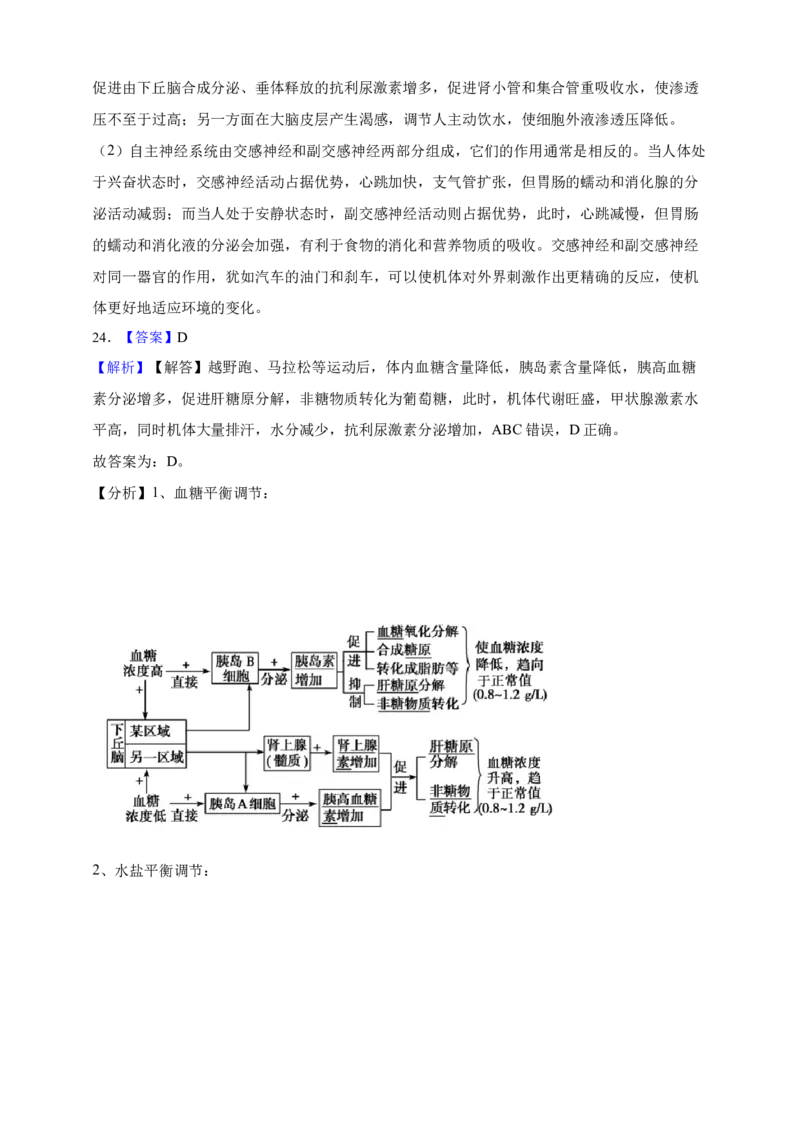 专题18体液调节（答案解析）_生物真题汇总_&radic;近三年（2023-2025）高考生物真题分专项精编_答案解析