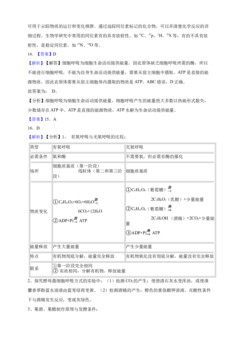 专题05呼吸作用（答案解析）_生物真题汇总_&radic;近三年（2023-2025）高考生物真题分专项精编_答案解析