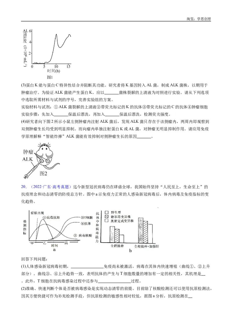 专题19免疫调节-好题汇编十年（2015-2024）高考生物真题分类汇编（全国通用）（原卷版）_生物真题汇总_十年（2014-2024）高考生物真题分项汇编（全国通用）