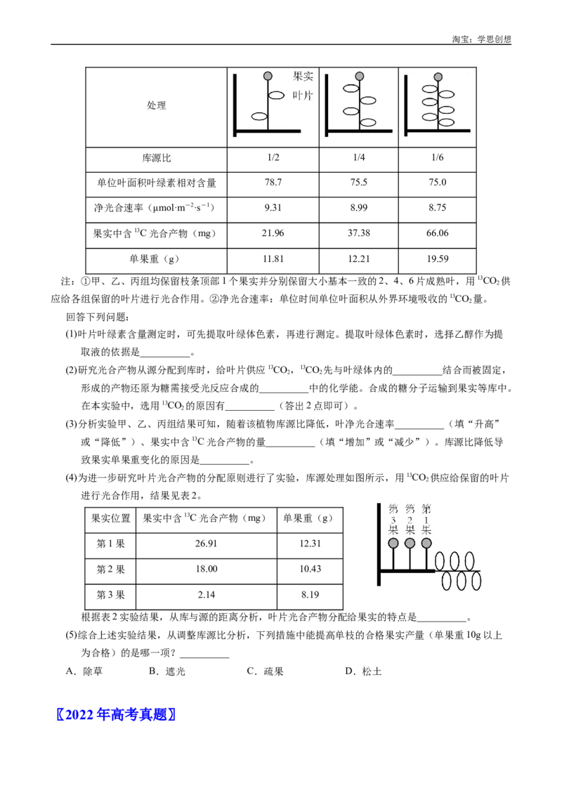 专题07细胞代谢的综合-好题汇编十年（2015-2024）高考生物真题分类汇编（全国通用）（原卷版）_生物真题汇总_十年（2014-2024）高考生物真题分项汇编（全国通用）