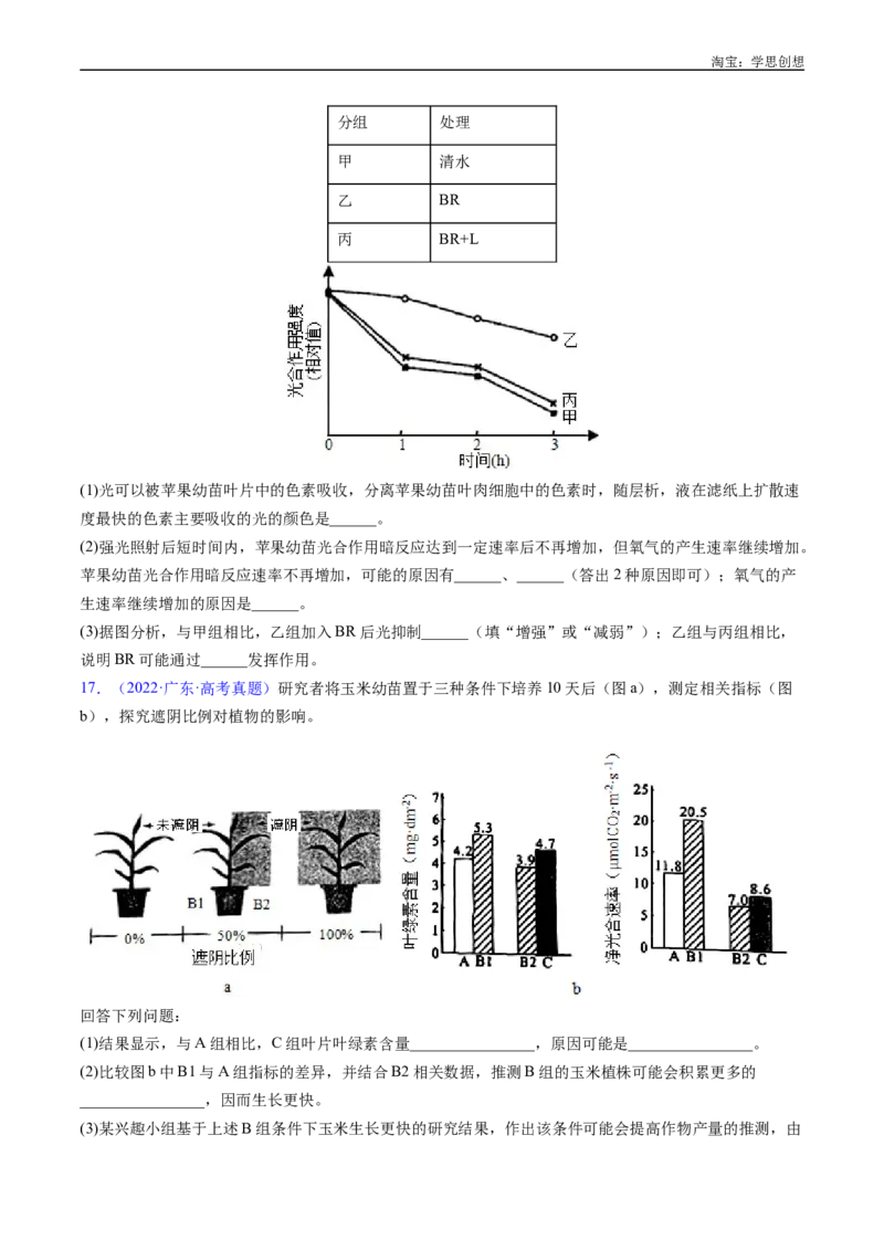 专题07细胞代谢的综合-好题汇编十年（2015-2024）高考生物真题分类汇编（全国通用）（原卷版）_生物真题汇总_十年（2014-2024）高考生物真题分项汇编（全国通用）