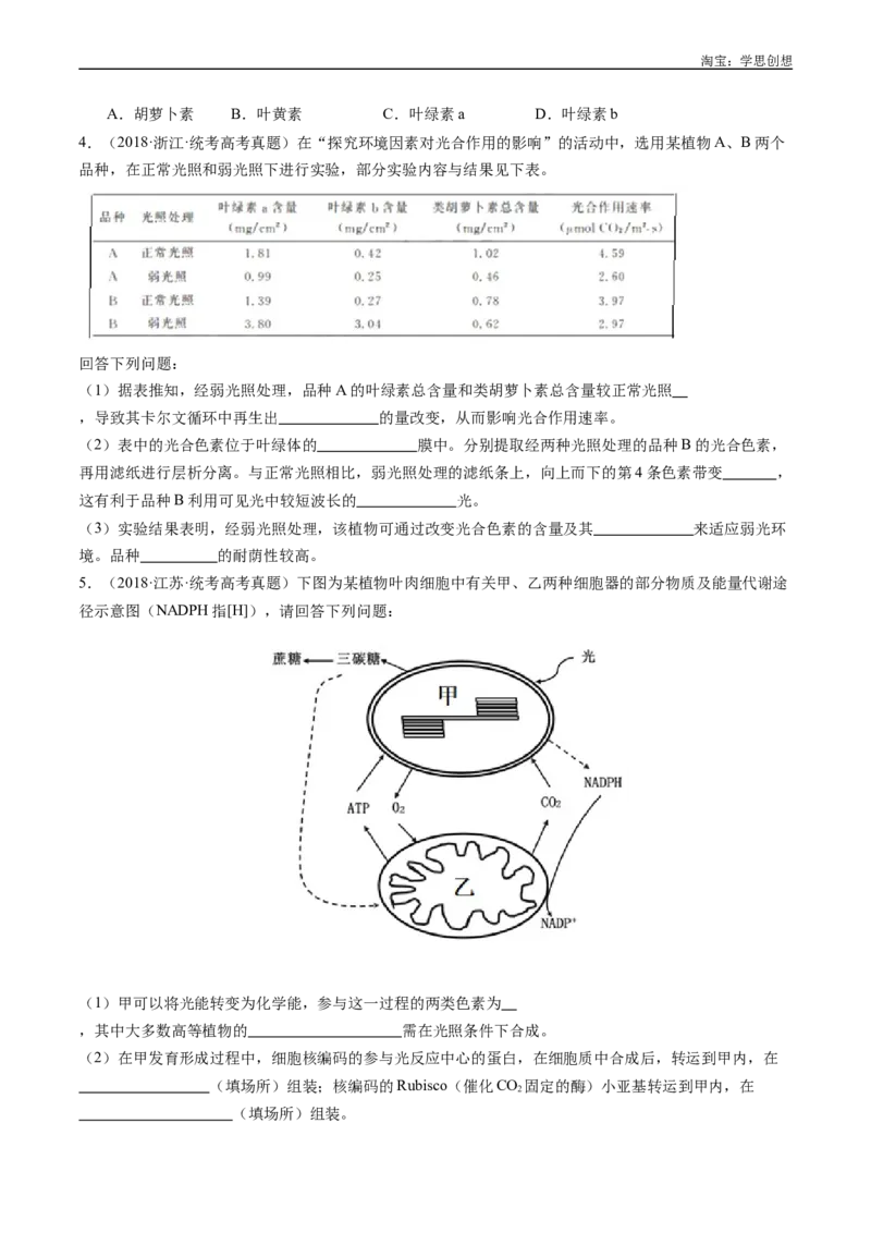 专题07细胞代谢的综合-好题汇编十年（2015-2024）高考生物真题分类汇编（全国通用）（原卷版）_生物真题汇总_十年（2014-2024）高考生物真题分项汇编（全国通用）