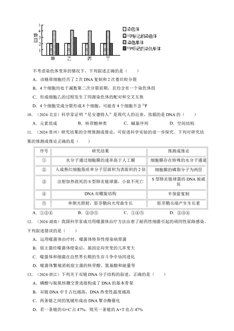 专题09基因的本质_生物真题汇总_&radic;近三年（2023-2025）高考生物真题分专项精编_真题分专项汇编