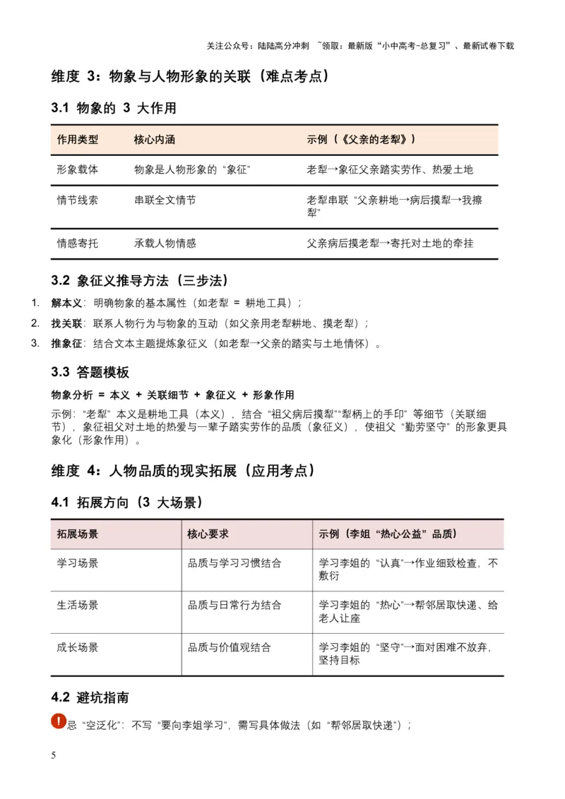 2026年全国中考语文一轮复习讲义：记叙文人物形象（全国适用）（原卷）_02中考总复习（2026版更新中）_01-语文-中考总复习_2026年中考复习（更新中）_2026年全国中考语文一轮复习讲义