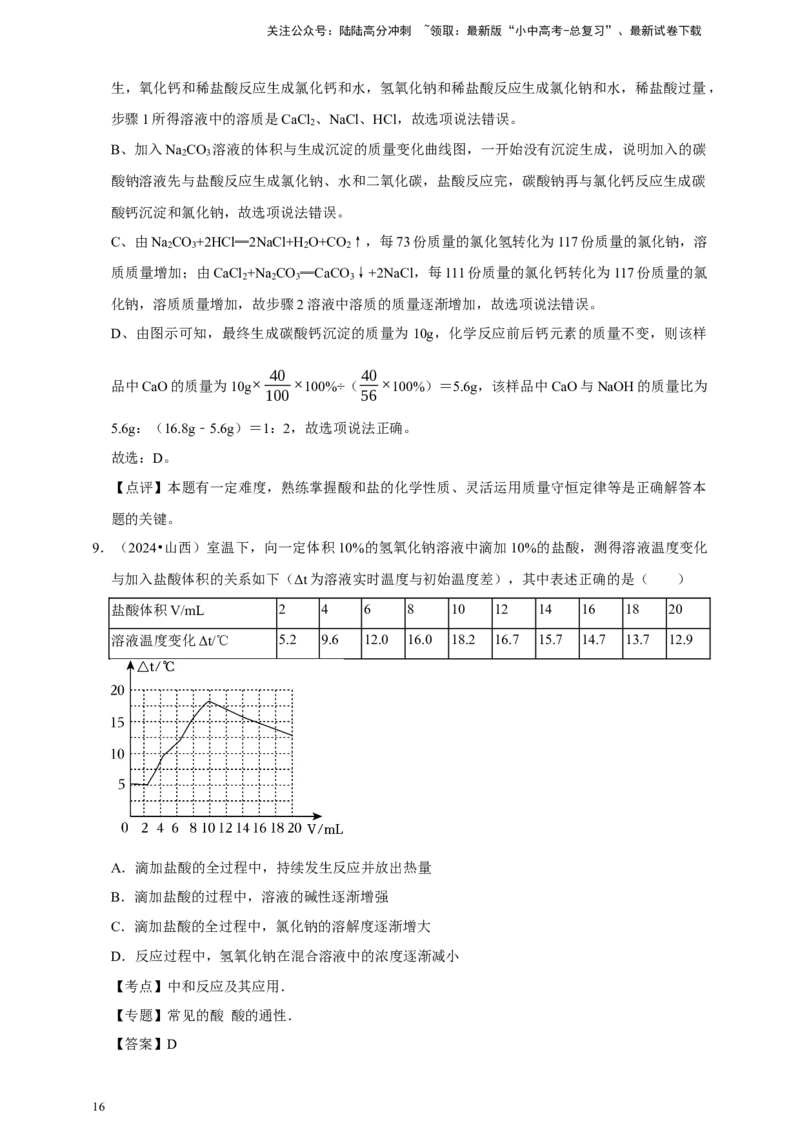 2026年中考化学一轮复习坐标图像题（含解析）_02中考总复习（2026版更新中）_05-化学-中考总复习_2026年中考复习（更新中）_备考2026年中考化学一轮复习--题型专题