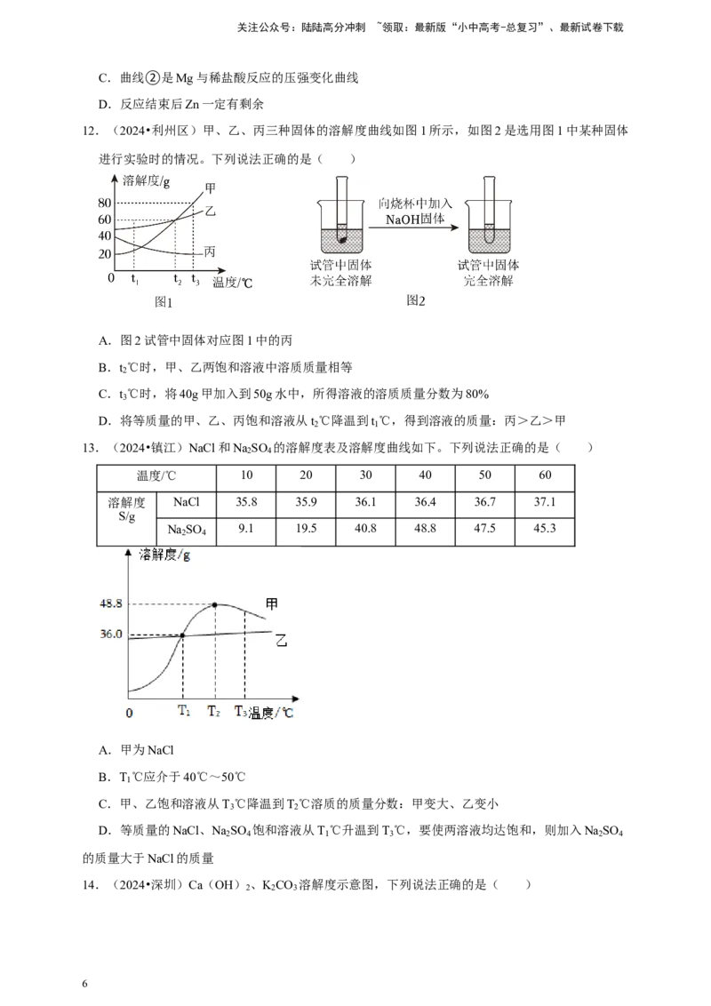2026年中考化学一轮复习坐标图像题（含解析）_02中考总复习（2026版更新中）_05-化学-中考总复习_2026年中考复习（更新中）_备考2026年中考化学一轮复习--题型专题