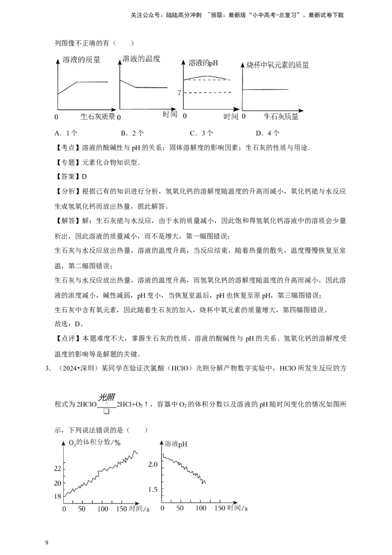 2026年中考化学一轮复习坐标图像题（含解析）_02中考总复习（2026版更新中）_05-化学-中考总复习_2026年中考复习（更新中）_备考2026年中考化学一轮复习--题型专题