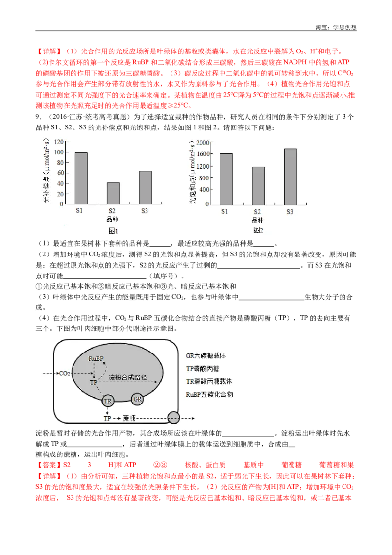 专题07细胞代谢的综合-好题汇编十年（2015-2024）高考生物真题分类汇编（全国通用）（解析版）_生物真题汇总_十年（2014-2024）高考生物真题分项汇编（全国通用）