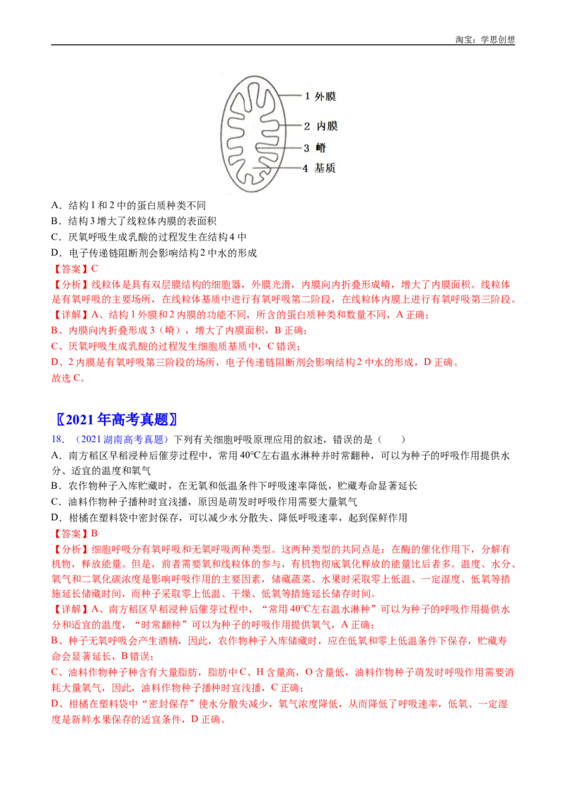 专题07细胞代谢的综合-好题汇编十年（2015-2024）高考生物真题分类汇编（全国通用）（解析版）_生物真题汇总_十年（2014-2024）高考生物真题分项汇编（全国通用）