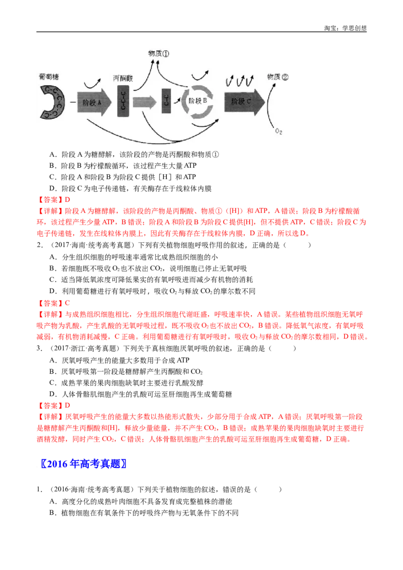 专题07细胞代谢的综合-好题汇编十年（2015-2024）高考生物真题分类汇编（全国通用）（解析版）_生物真题汇总_十年（2014-2024）高考生物真题分项汇编（全国通用）