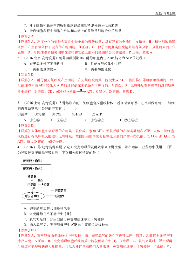 专题07细胞代谢的综合-好题汇编十年（2015-2024）高考生物真题分类汇编（全国通用）（解析版）_生物真题汇总_十年（2014-2024）高考生物真题分项汇编（全国通用）