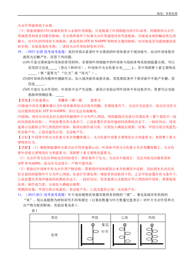 专题07细胞代谢的综合-好题汇编十年（2015-2024）高考生物真题分类汇编（全国通用）（解析版）_生物真题汇总_十年（2014-2024）高考生物真题分项汇编（全国通用）